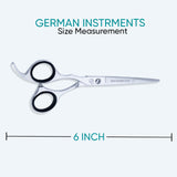 Left Hand 6 Inch Barber Shear Scissors with Screw Adjuster, Rubber Silencer & Finger Rest