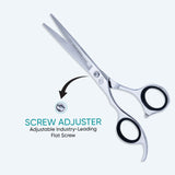 Left Hand 6 Inch Barber Shear Scissors with Screw Adjuster, Rubber Silencer & Finger Rest